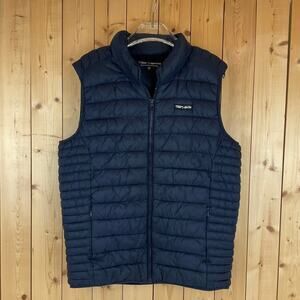 Teddy Smith Puffer Full-Zip Vest w/ Packed Hood, Navy Blue - *Est* Size M (18)
